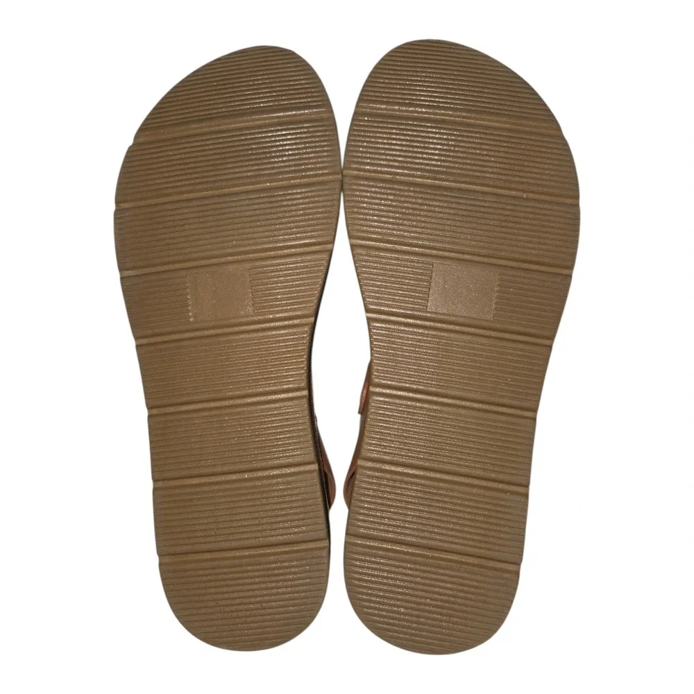 Solanz Plenty Womens‎ Tan Brown Ankle Strap Flat Sandals Size 7.5M